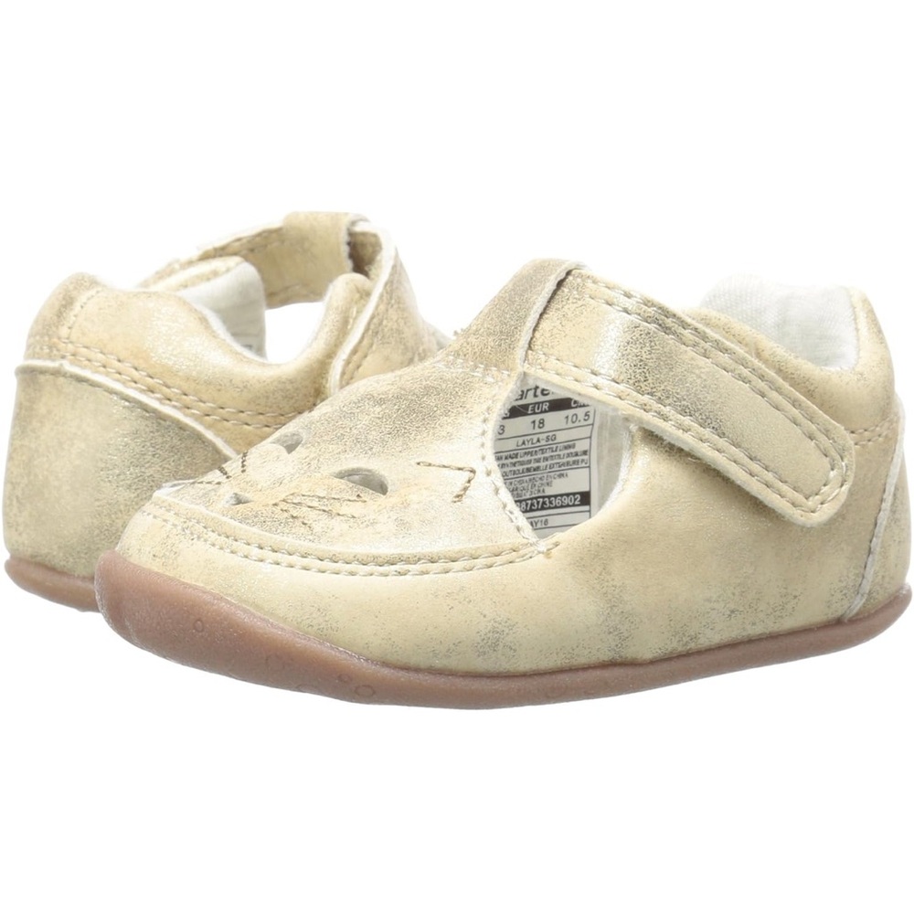 Carters Gold Baby / Toddler Shoes with Velcro Strap size 4 (12-18 months ) NWT